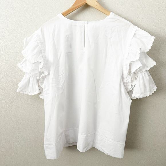 HARSHMAN | Juliette Cotton Blouse Ric Rac Layered Ruffle Sleeve | Size 1X - Picture 10 of 10